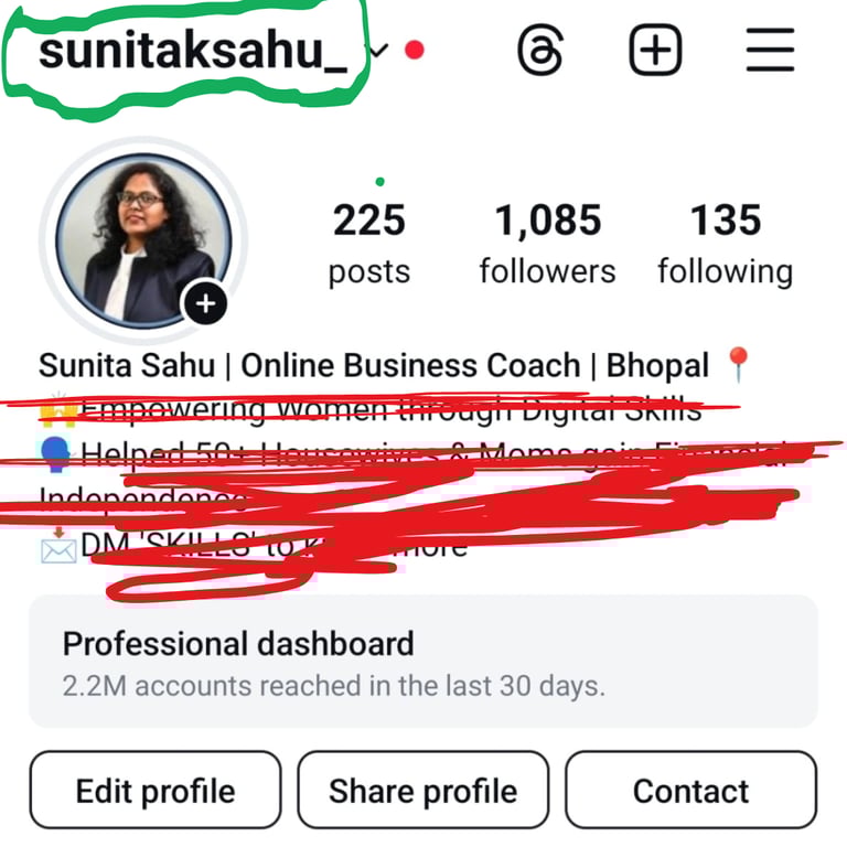 Fix Affiliate Marketing Bio for Instagram,Username,First Impression of Instagram Profile is Username