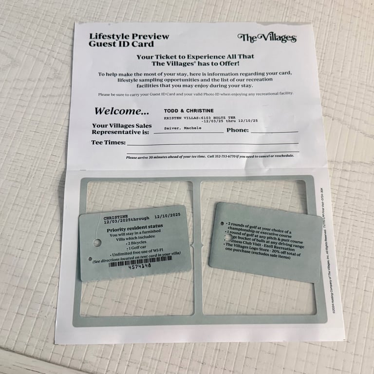 Front and back of Lifestyle Preview Guest ID Card displayed on table