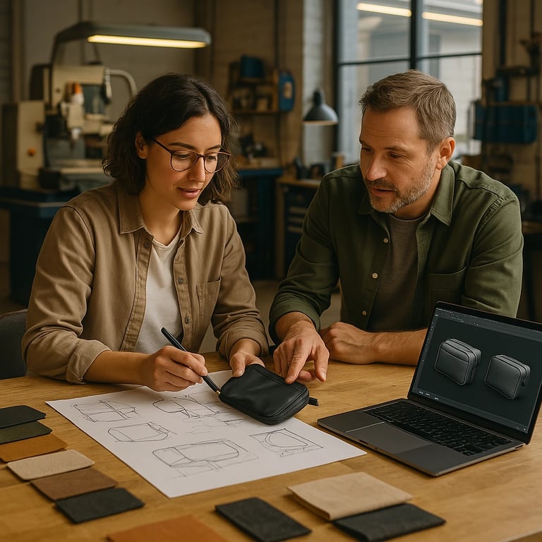 a man and woman sitting at a table with a laptop