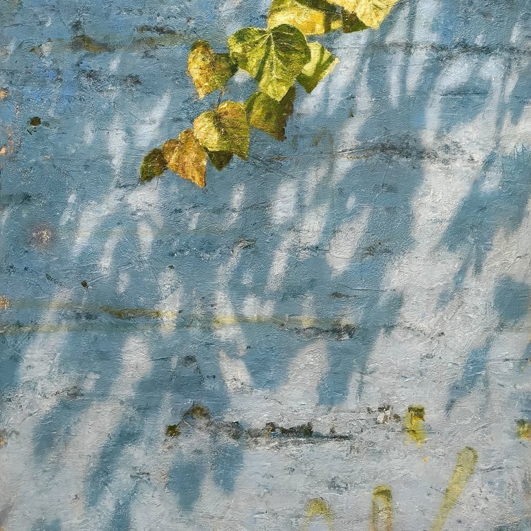 LEAVES ON BLUE 81 X 65