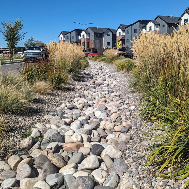a gravel path with a gravel path and a gravel path
