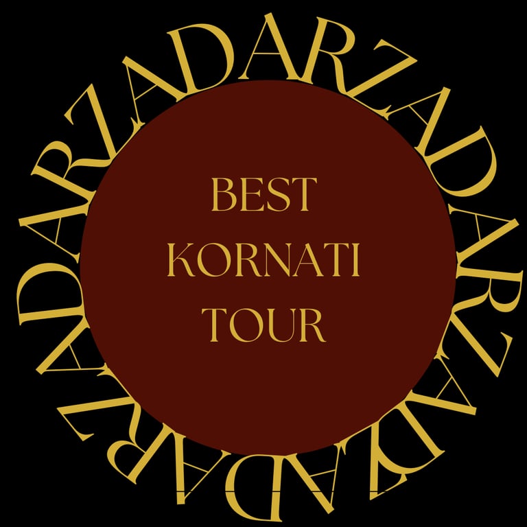 Letters ZADAR surrounding a red circle. Title inside the circle: Best Kornati tour.