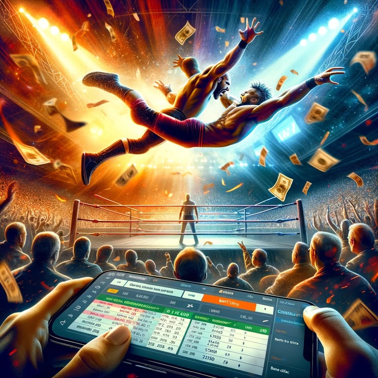 Dynamic wrestling match with betting elements.