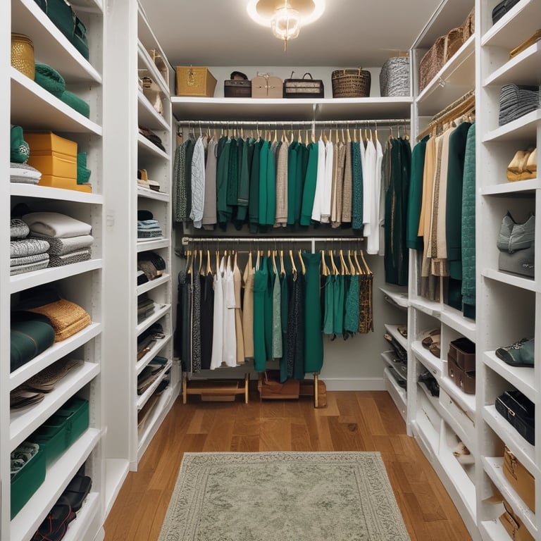 a walk in closet filled with lots of shoes
