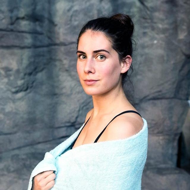 woman with a white scarf