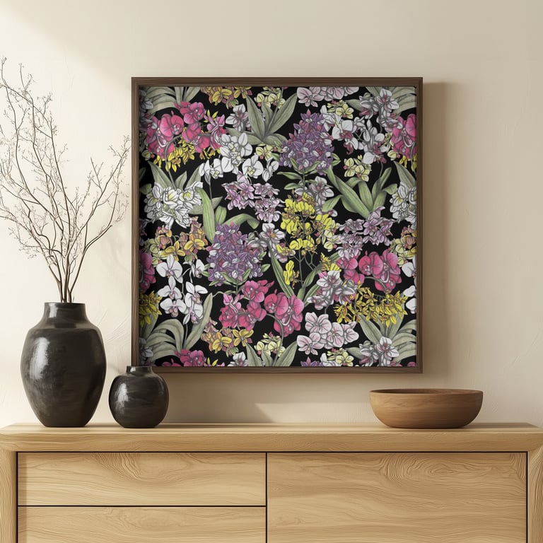 Floral Pattern Wall Art in a Living Room