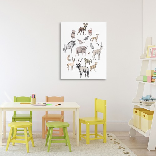 Kids Room with Animals Illustration Wall Art