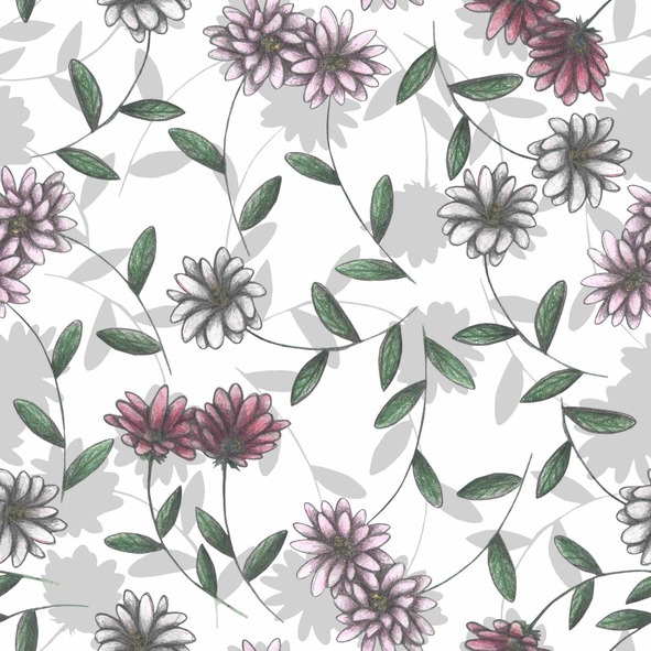 Hand-drawn pink floral pattern