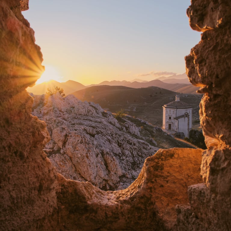 Fotografia da Rocca Calascio al tramonto