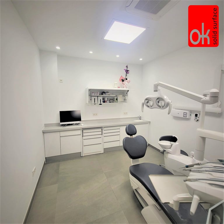 Ok solid surface centro dental con encimeras higénicas 12r