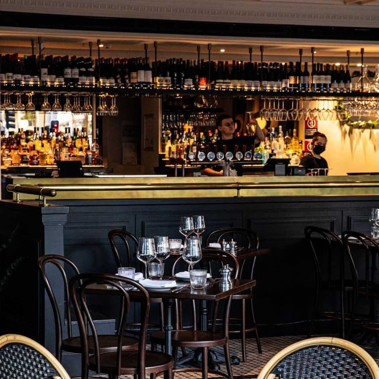 a bar with a bar and a bar with a bar stool