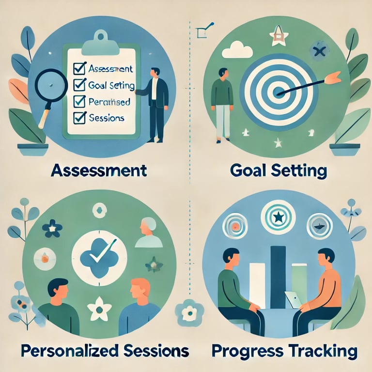 four different stages of a goal setting speech therapy