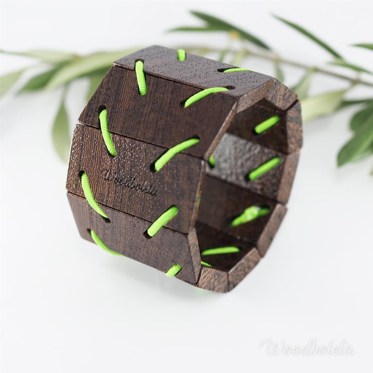 wooden bracelet made from dark wenge wood