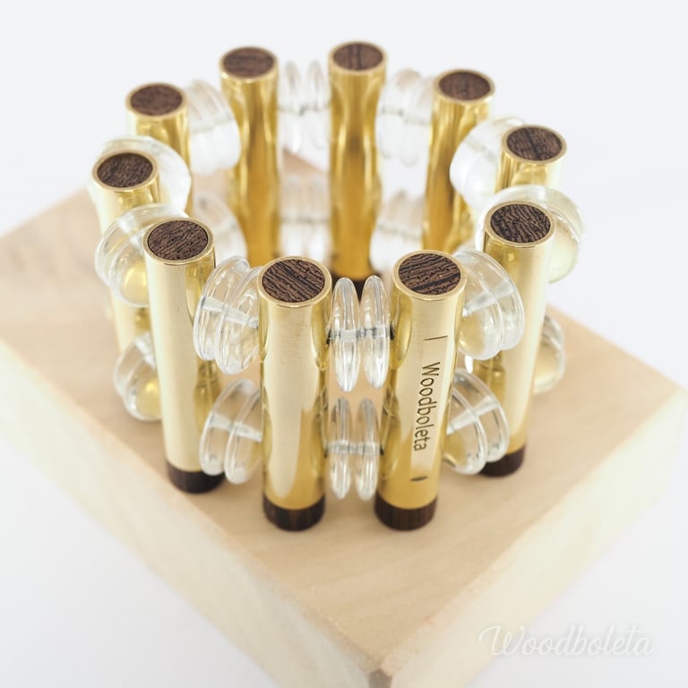 bracelet made from brass tubes and wenge wood