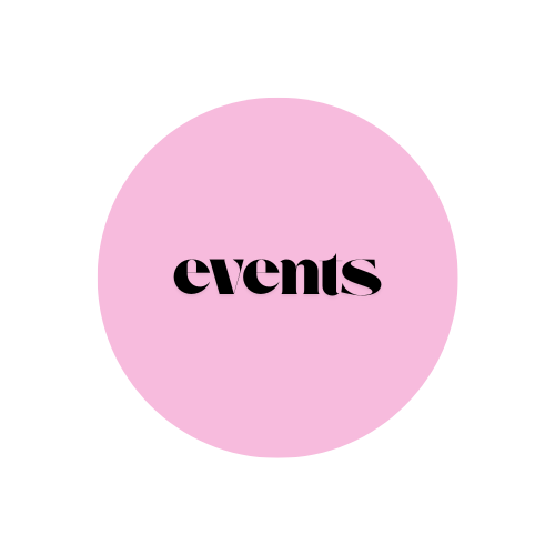 pink circle with the word events