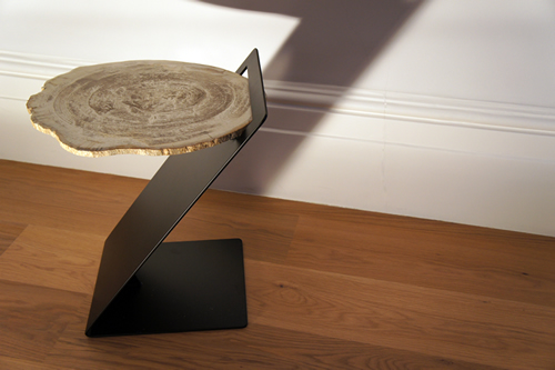 Petrified Wood Slice on a bespoke metal side table base