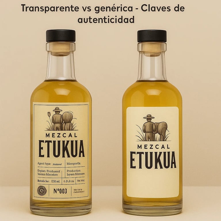 Diferencias entre etiqueta transparente auténtica y etiqueta genérica con información faltante