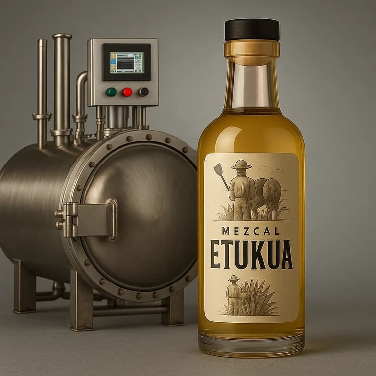 Autoclave de acero inoxidable usado en la producción de mezcal industrial