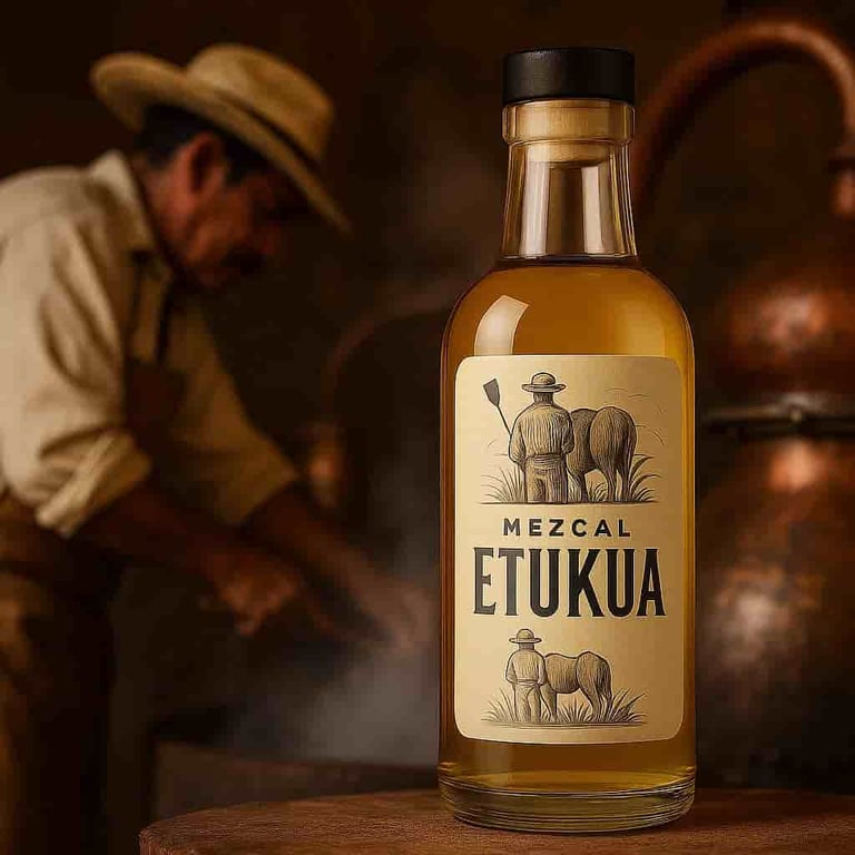 Maestro mezcalero destilando mezcal en alambique de cobre