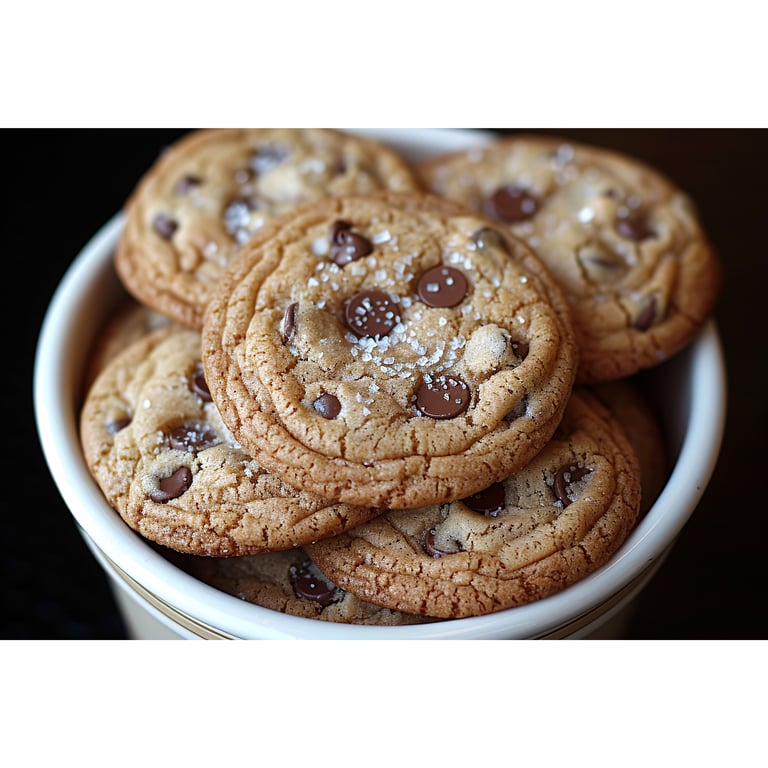 a bowl of chocolate chip cookies