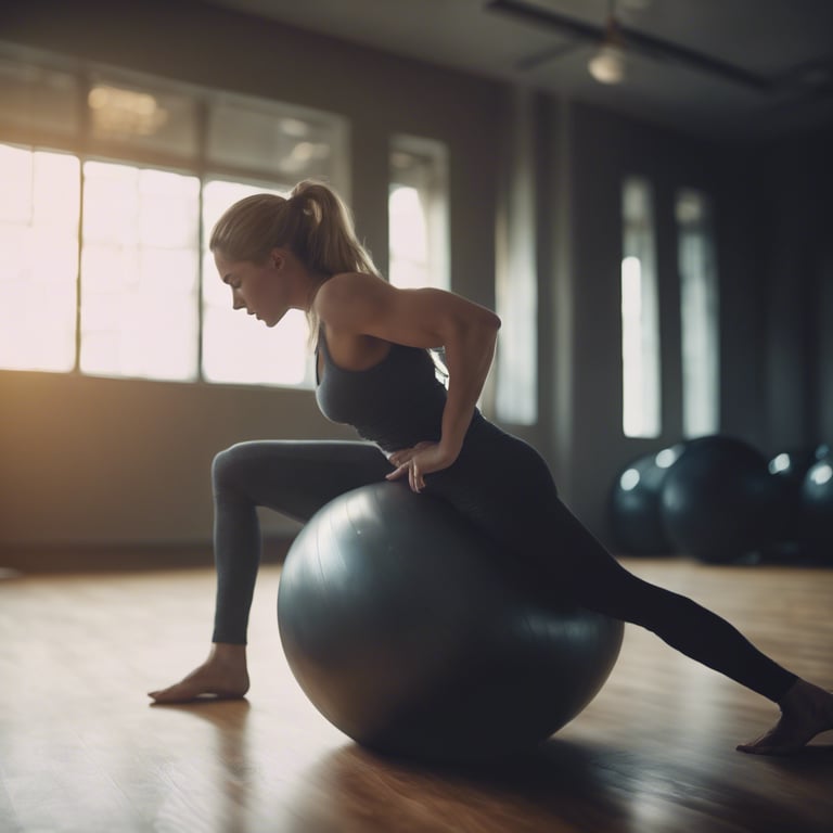ballon suisse ,équilibre, gainage