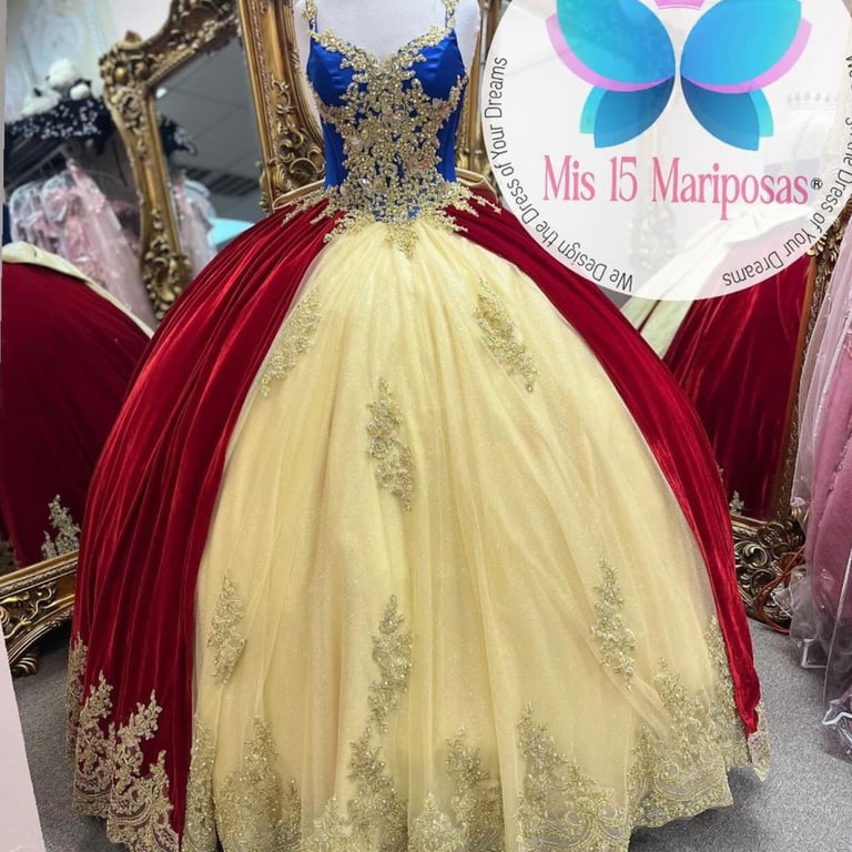 slim fit dress slacks PR12264 Princesa Quince Dress with Glitter Tulle Wine/Gold / 00 main image 0