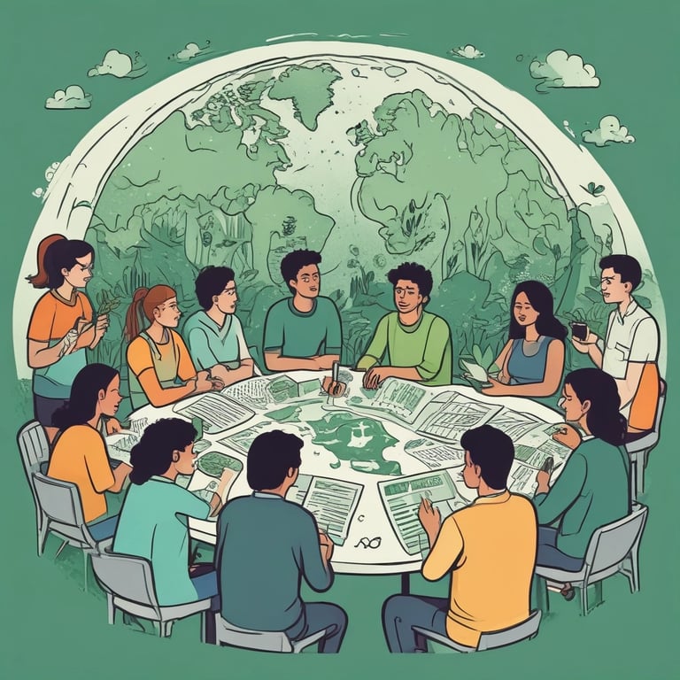 group of young people solving climate change and entrepreneurship issues 