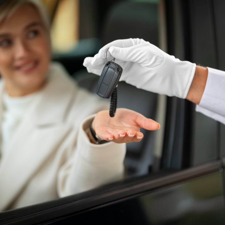 a woman in car took her key after auto1-locksmith profession done his job and program the key 