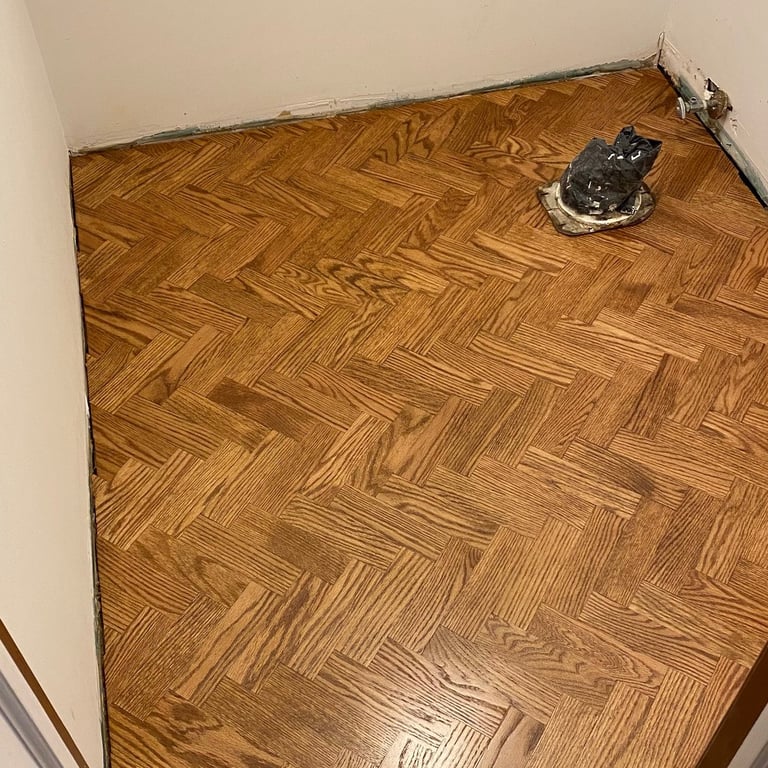 Vintage parquet floor restoration sanding and repair services Northwest Suburbs