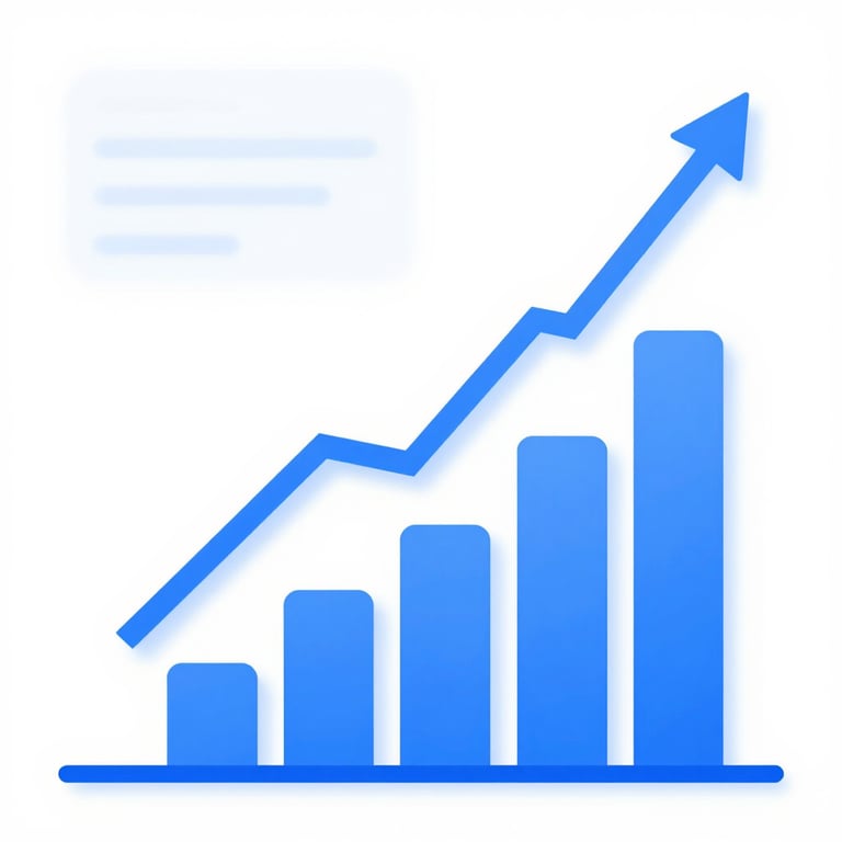 A stylized graphic representation of a growing blue graph line, reflecting financial stability and growth in a clean, professional style.