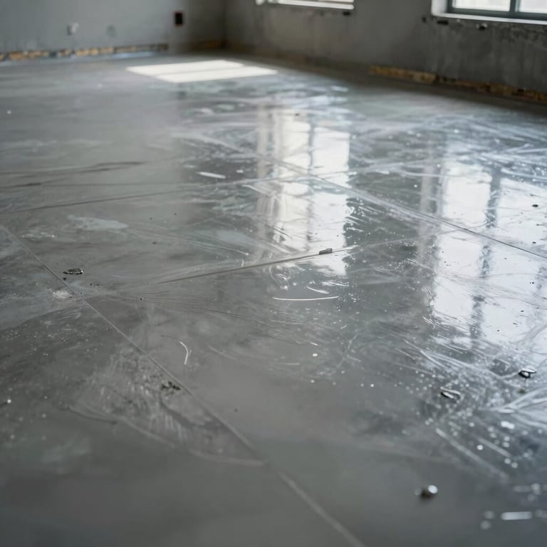Final inspection of a specialized industrial flooring project with high gloss.
