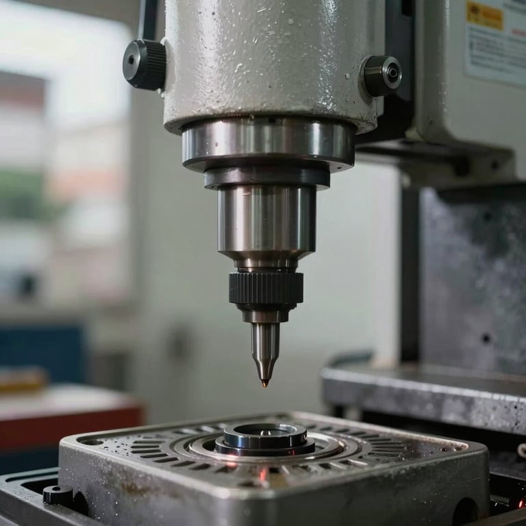 Precision drilling with high-end machinery in an urban Brazilian setting.