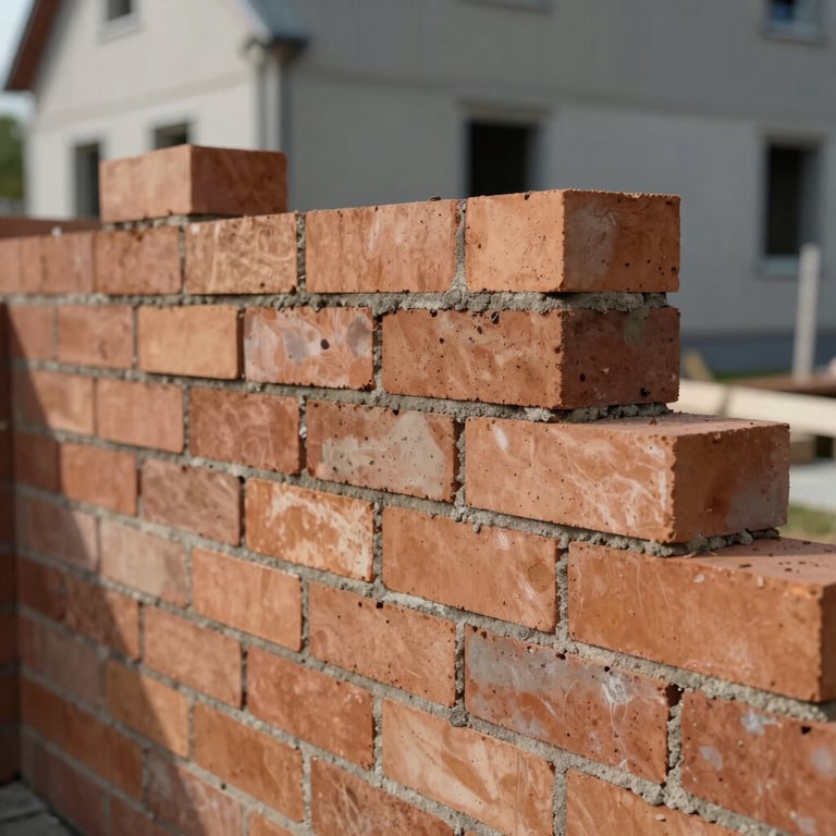 A close-up of high-quality brickwork being laid on a domestic housing project in Northern Europe.