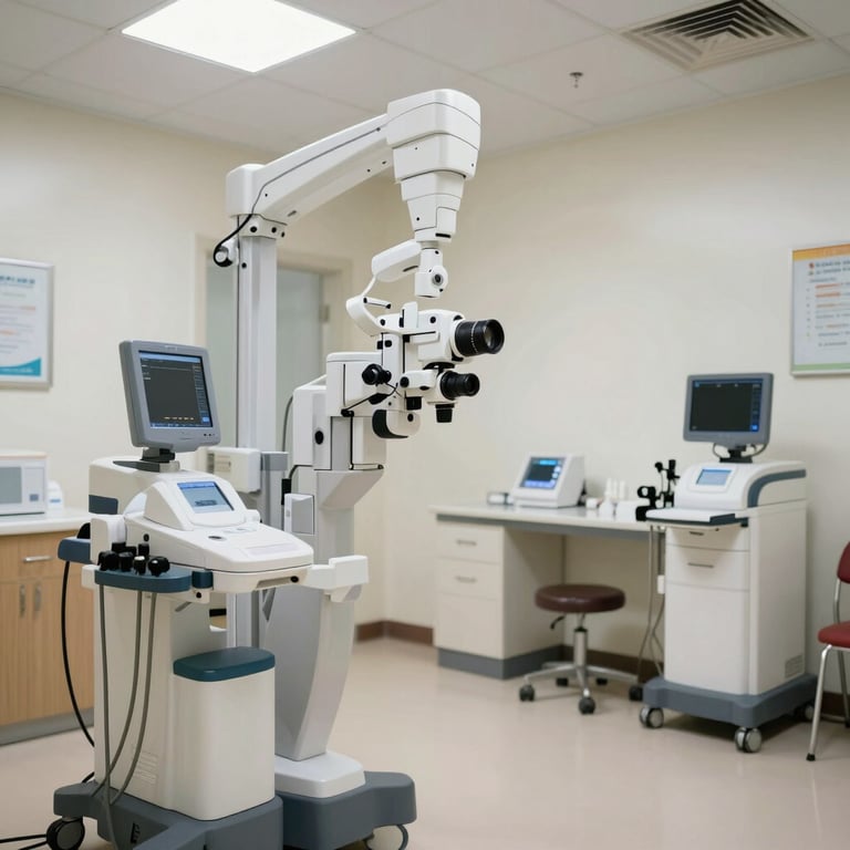 A bright, airy diagnostic center in the US with advanced medical equipment and a professional atmosphere.
