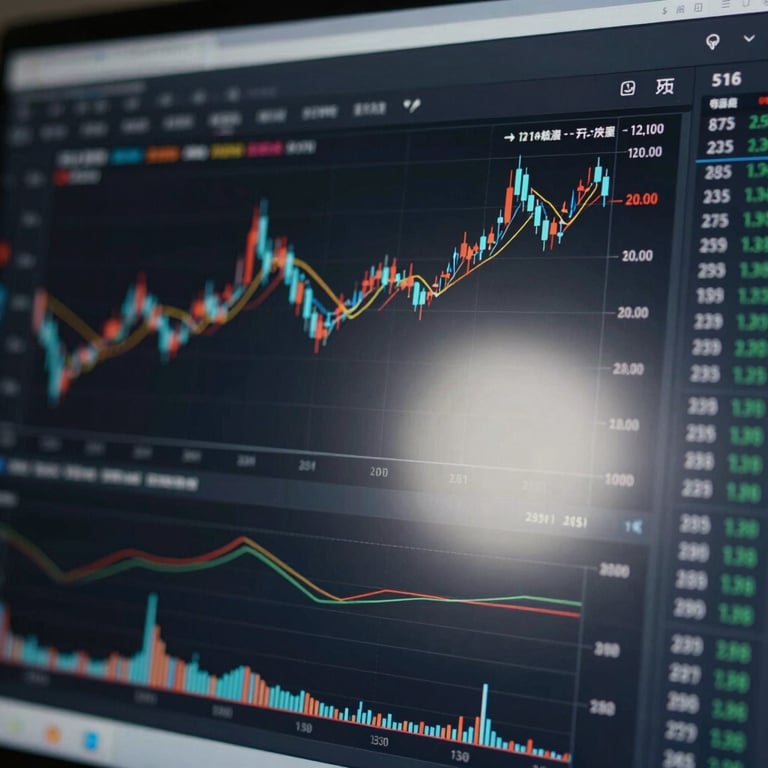 Macro close-up of a clean, dark software interface displaying financial analytics, cool overcast daylight reflection, sharp lines