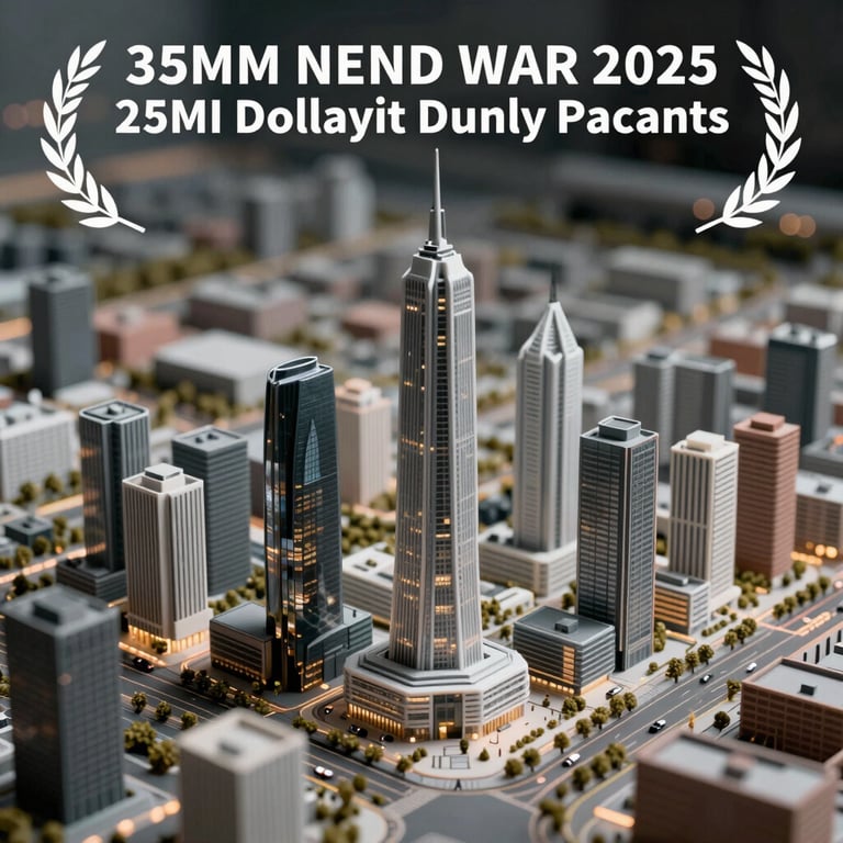 A macro shot of a architectural model of a futuristic city, symbolizing growth and urban planning.