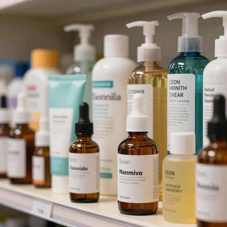 Vibrant display of natural healthcare and personal care products.