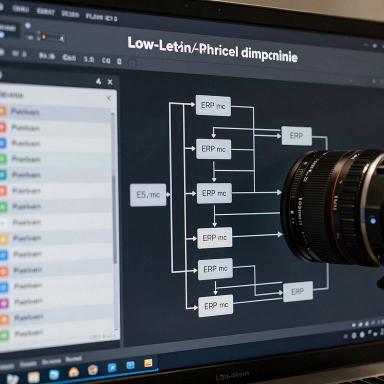 High-fidelity technical schematic of a low-latency data pipeline syncing physical automation with an ERP database, dark mode interface style