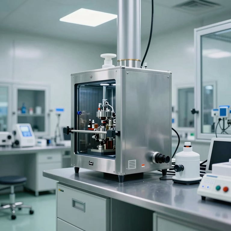 A clean-room environment within a pharmaceutical facility, showcasing high-tech infrastructure and GMP-compliant surfaces.