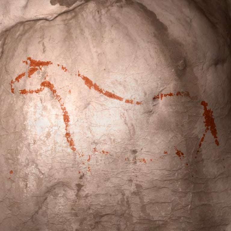Representation of a horse found in the Cave of Jorge, in Cieza, dating from the Upper Paleolithic. P