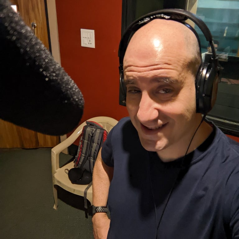 Ashwin Mushran Recording a session in a studio