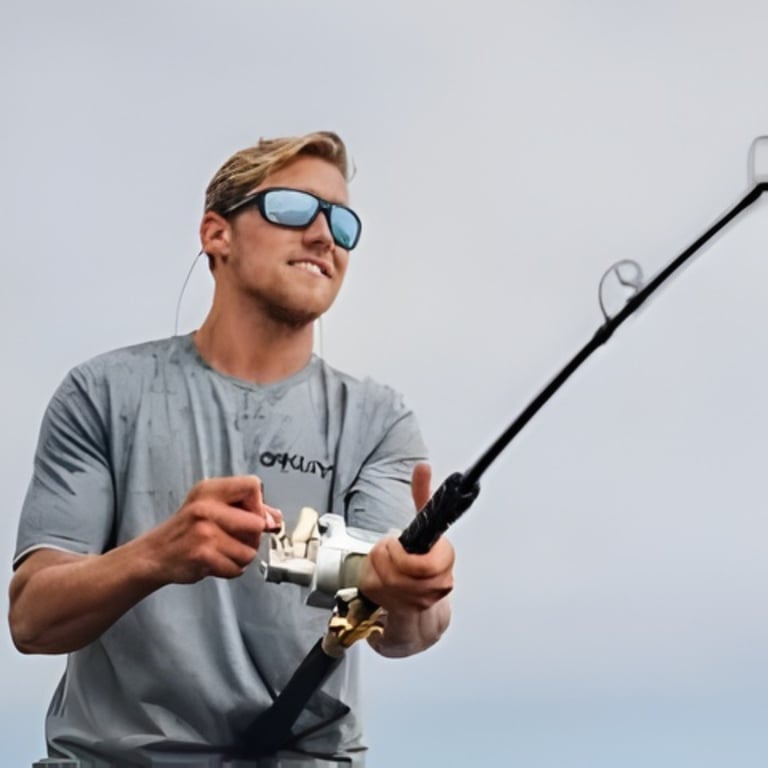 Man fishing with athletic sunglasses