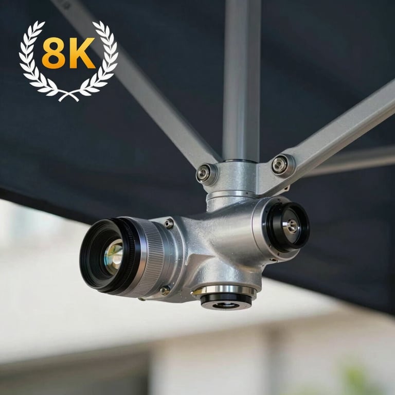 Close-up of a Silver Gray awning mechanism showing industrial durability and precision design.