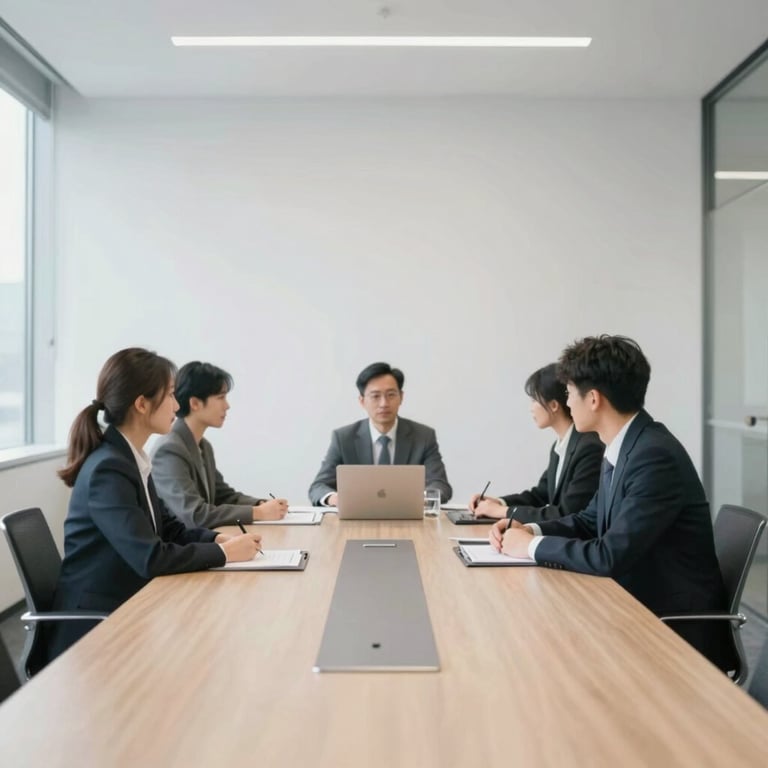 Bright and clean meeting room with a minimalist design, representing clarity in communication.