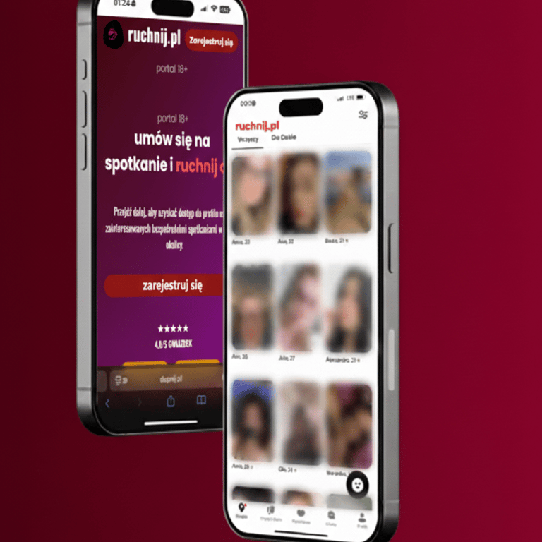 2 telefony prezentujące portal randkowy ruchaj.pl