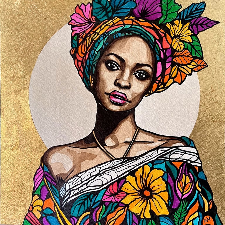 Original watercolor painting ‘Tiyanna’ by manef