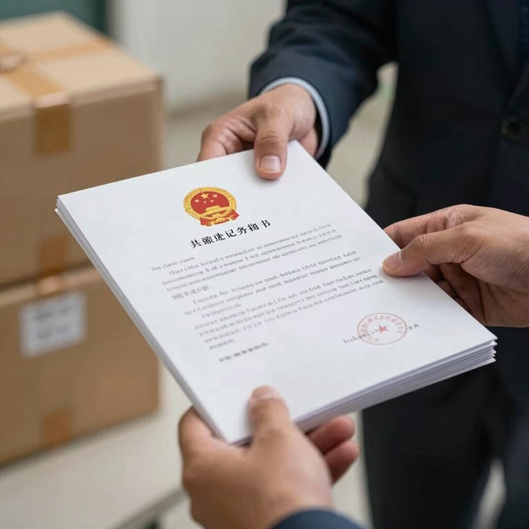 A hand-to-hand delivery of a critical government document package, showing focus and reliability.
