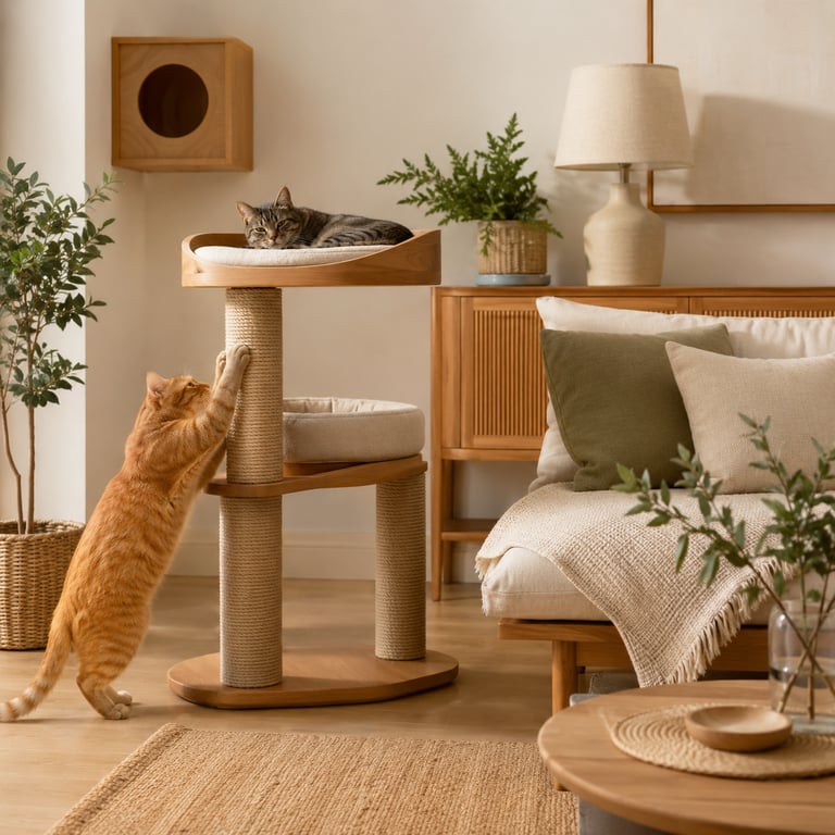 Pet-friendly outdoor living space with comfortable furniture, cozy atmosphere and stylish Scandinavian-inspired design.