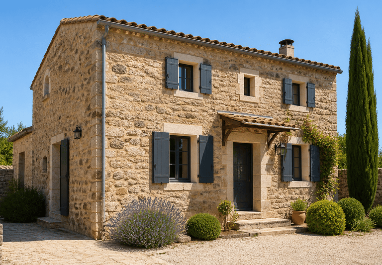 Maison en pierre naturelle – façade complète style traditionnel