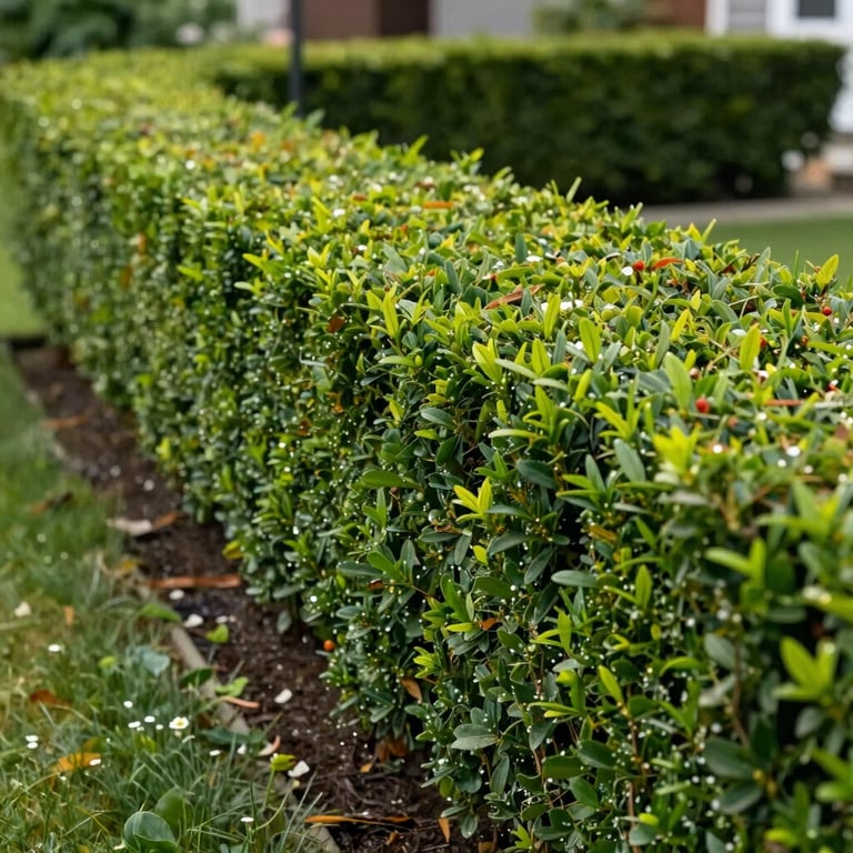 A clean, straight hedge after a professional removal and pruning service in Canada.